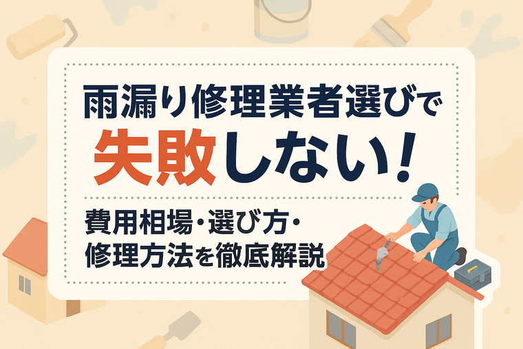 雨漏り修理業者選びで失敗しない！費用相場・選び方・修理方法を徹底解説
